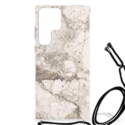 Samsung Galaxy S23 Ultra Anti-Shock Hoesje Marmer Beige Samsung Galaxy S23 Ultra Anti-Shock Hoesje Marmer Beige