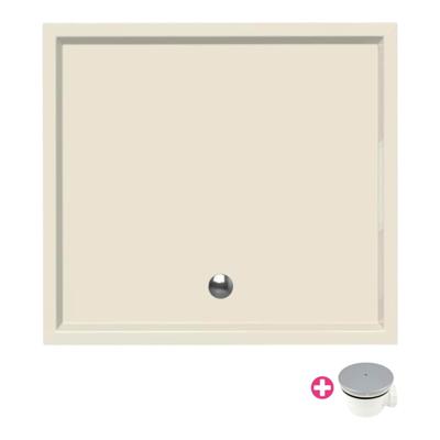 Douchebak Xenz Mariana | 110x100x4 cm | Incl.Afvoersifon-Chroom | Acryl | Rechthoekig | Pergamon glans