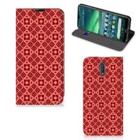 Nokia 2.3 | Hoesje met Magneet | Batik Rood - thumbnail