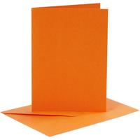 Creativ Company Kaarten en enveloppen, afmeting kaart 10,5x15 cm, afmeting envelop 11,5x16,5 cm, 110+220 gr, oranje, 6 set/ 1 doos - thumbnail