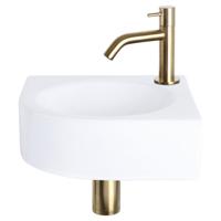 Fonteinset Differnz Cleo 30x30x10 cm Keramiek Wit Met Kraan Gebogen Mat Goud Differnz - thumbnail