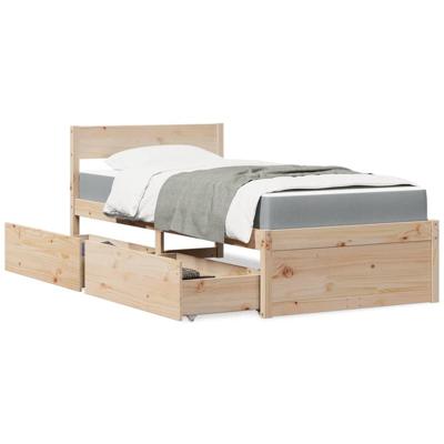 Bed met lades en matras massief grenenhout 100x200 cm