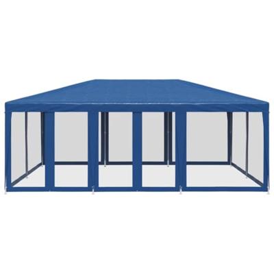 Partytent met 10 mesh zijwanden 6x4 m HDPE blauw - thumbnail