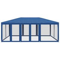 Partytent met 10 mesh zijwanden 6x4 m HDPE blauw - thumbnail