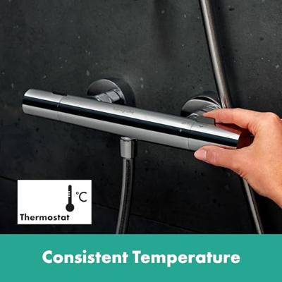 Hansgrohe Ecostat Fine Opbouw douchethermostaat met temperatuurbegrenzer, chroom Hansgrohe Ecostat Fine Opbouw douchethermostaat met temperatuurbegrenzer, chroom