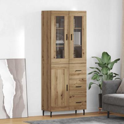 Hoge kast met lade 2 pcs Artisan Eiken Geengineerd Hout en Glas