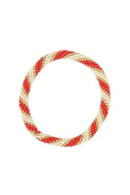 Zusss Armband Diagonaal Kraal Breed Wit Rood