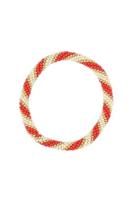 Zusss Armband Diagonaal Kraal Breed Wit Rood - thumbnail