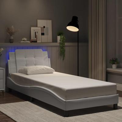 Bedframe met LED-verlichting kunstleer wit 80x200 cm