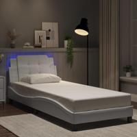 Bedframe met LED-verlichting kunstleer wit 80x200 cm - thumbnail