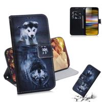 Wolf en hond patroon gekleurde tekening horizontale Flip lederen case voor Sony Xperia 10 plus met houder & kaartsleuven & portemonnee - thumbnail