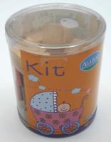 Van Der Doelen 15 houten ministempeltjes over baby's inclusief stempel kussen - thumbnail