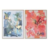 Canvas Home ESPRIT Blauw Roze polyestyreen Canvas Abstract Modern 94 x 4 x 123,5 cm (2 Stuks) - thumbnail