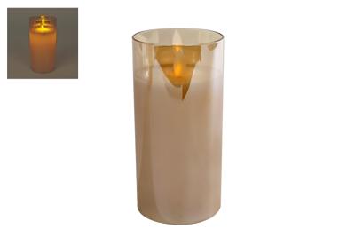 Sfeerverlichting Bianca L amber LED/glas 7,5x7,5x15cm 3x AAA excl. batterij
