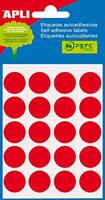 Apli ronde etiketten in etui diameter 19 mm, rood, 100 stuks, 20 per blad (2065) - thumbnail