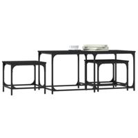 3-delige Tafeltjesset bewerkt hout zwart - thumbnail