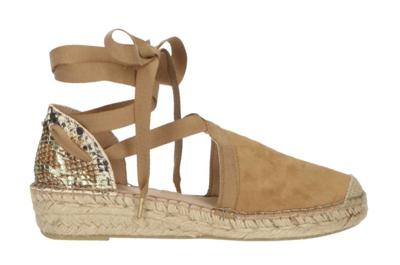 Fred de la Bretoniere suède espadrilles met slangenprint lichtbruin Fred de la Bretoniere suède espadrilles met slangenprint lichtbruin