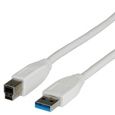 VALUE USB 3.2 Gen 1 kabel, type A-B, wit, 3 m VALUE USB 3.2 Gen 1 kabel, type A-B, wit, 3 m