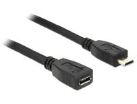 Delock 83567 USB-kabel USB 2.0 USB-micro-B stekker, USB-micro-B bus 0.50 m Zwart - thumbnail