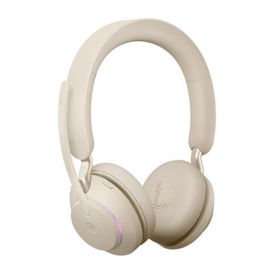 Evolve2 65 MS Stereo Beige - Bluetooth Headset - on-ear - Bluetooth adapter - USB-A - noise isolating - beige