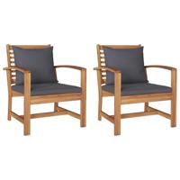 Tuinstoelen 2 pcs Bruin 60 x 65 x 76.5 cm Massief teakhout - thumbnail