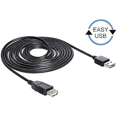 Delock USB-kabel USB 2.0 USB-A stekker, USB-A bus 5.00 m Zwart Stekker past op beide manieren, Vergulde steekcontacten, UL gecertificeerd 83373