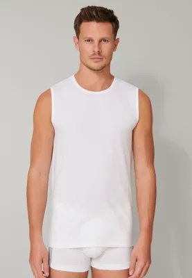 2-Pack mouwloos shirt - 95/5 - Biologisch katoen - Witte mouwloze shirts zonder mouwen met ronde hals