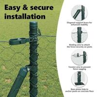 VidaXL Afrasteringspaal groen 10 x 1 m (50 mm gaas) staal en pvc - thumbnail