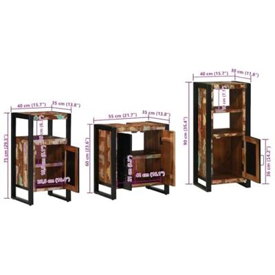 Badkamermeubelset met plank 3 pcs Multikleur 55 x 35 x 60 cm