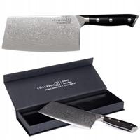 Cleaver Kohersen Elegance Ebony Wood Damascus stalen hakmes 16,5 cm - thumbnail