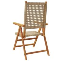 Tuinstoelen 2 st massief acaciahout en poly rattan beige - thumbnail