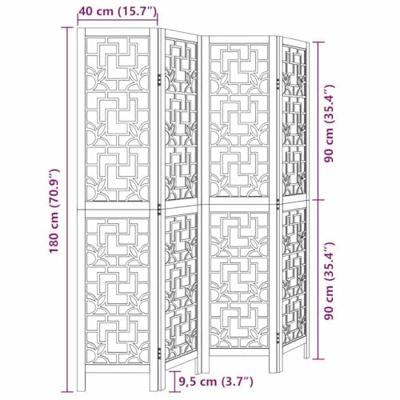 Kamerscherm met 4 panelen massief paulowniahout bruin Kamerscherm met 4 panelen massief paulowniahout bruin