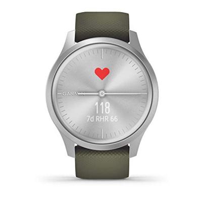 Garmin vivomove Style, Silver-Moss Green, Silicone Smartwatch Mosgroen