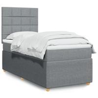 Boxspring met matras stof lichtgrijs 100x200 cm - thumbnail