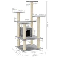 VidaXL Kattenkrabpaal met sisal krabpalen 110 cm lichtgrijs - thumbnail