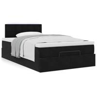 Ottoman bed met matras 120x200cm fluweel zwart - thumbnail