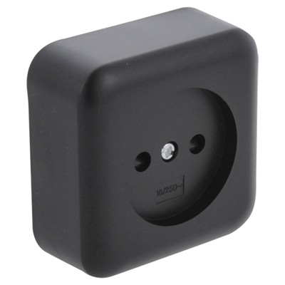 Q-LINK - Wandcontactdoos - Opbouw - 1-voudig Stopcontact - Kinderbeveiliging - Mat Zwart