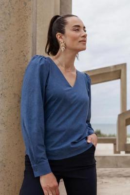 Studio Anneloes Les Denim Top 94828 T-shirt Lange Mouw 6400 Jeans