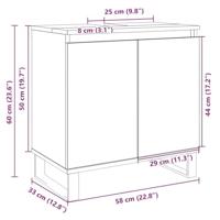 Badkamerkast 58x33x60 cm bewerkt hout sonoma eikenkleurig - thumbnail