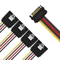 deleyCON 0,15m S-ATA Voedingsadapter Y-Adapter - 1x SATA-Bus naar 4x SATA-Stekker - Interne HDD SSD SATA Voedingskabel - Voorziet tot 4 Apparaten van Stroom - Y SATA-Voedingskabel - thumbnail