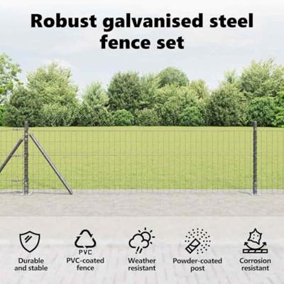 VidaXL Hek met paal grijs 0,6 x 25 m staal en pvc VidaXL Hek met paal grijs 0,6 x 25 m staal en pvc