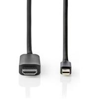 Nedis Mini DisplayPort-Kabel | Mini-DisplayPort Male naar HDMI | 48 Gbps | 2 m | 1 stuks - CCGB37604BK20 CCGB37604BK20 - thumbnail