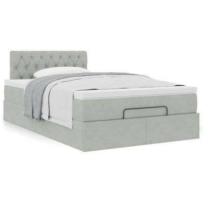 Ottoman bed met matras 120x200 cm fluweel lichtgrijs