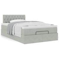 Ottoman bed met matras 120x200 cm fluweel lichtgrijs - thumbnail