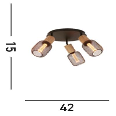 Searchlight Houten plafondlampSpinny 3-lichts - 50211-3NA