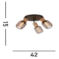 Searchlight Houten plafondlampSpinny 3-lichts - 50211-3NA - thumbnail