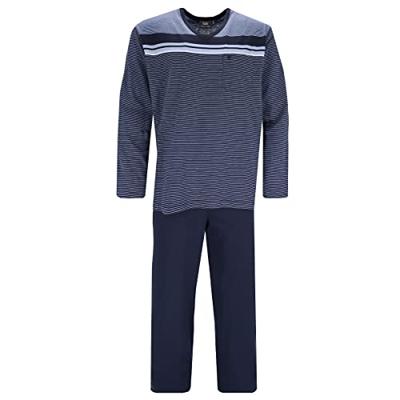 Gestreepte heren pyjama marineblauw Hajo Gestreepte heren pyjama marineblauw Hajo