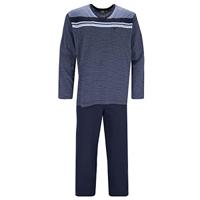Gestreepte heren pyjama marineblauw Hajo - thumbnail