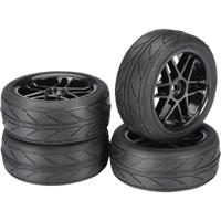 Absima onroad banden op 6-Spaaks velgen - Zwart - thumbnail