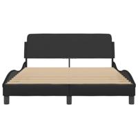 Bedframe met hoofdbord kunstleer zwart 120x200 cm - thumbnail